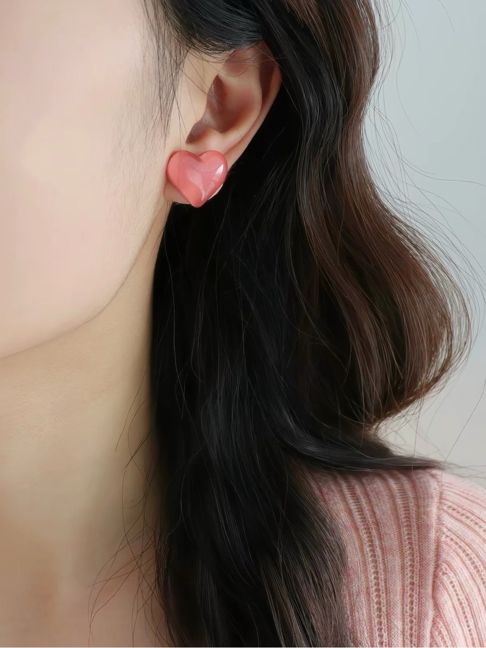 Pink Heart Stud Earrings - Fashion Jewelry